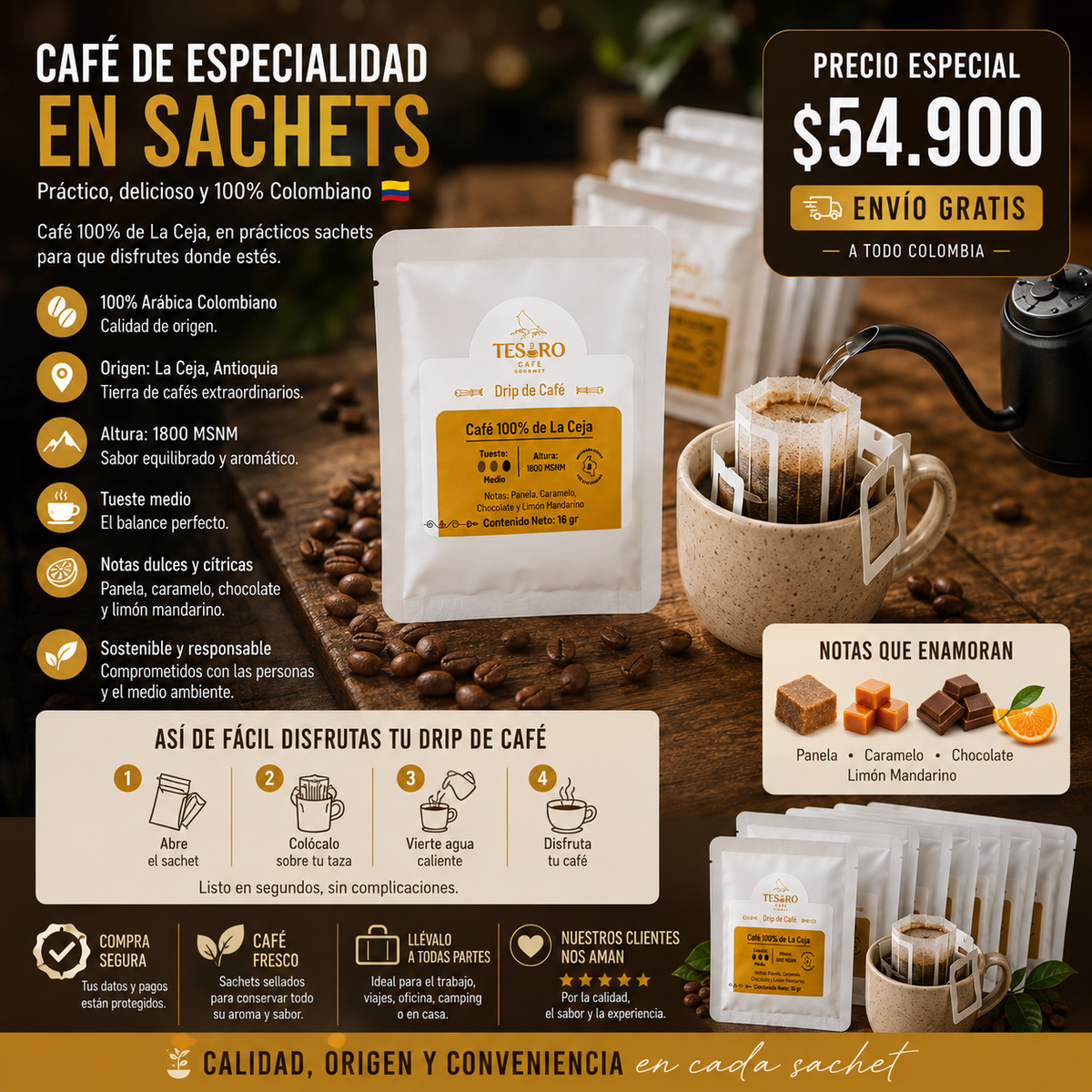 Sachet de cafe De Especialidad