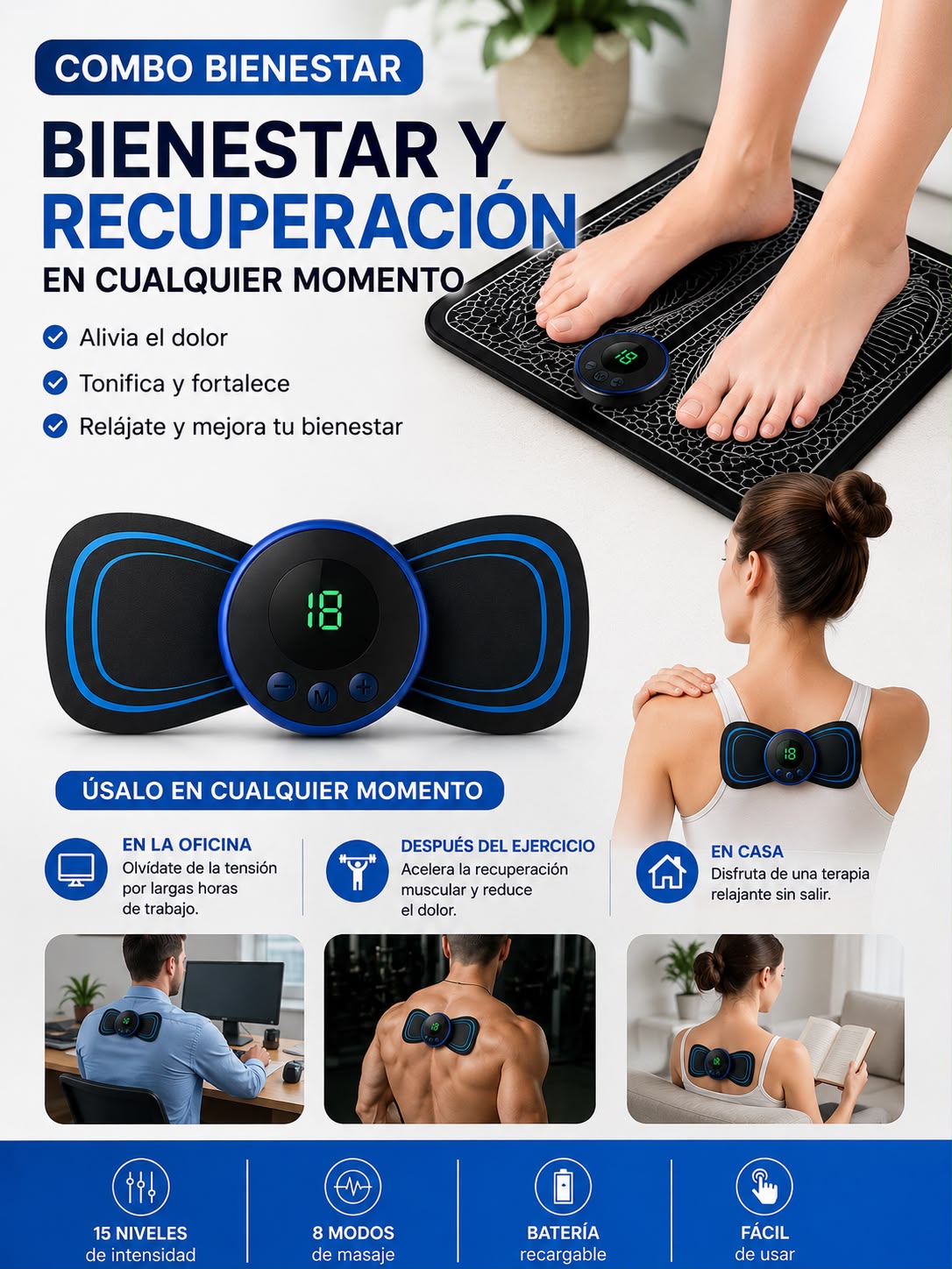 Combo Masajeador Mariposa + Masajeador Tapete Electrodos